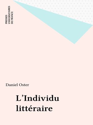 cover image of L'Individu littéraire